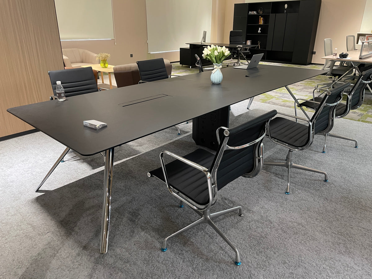 Apex Minimalist Executive Conference Table with Chrome Branching Legs