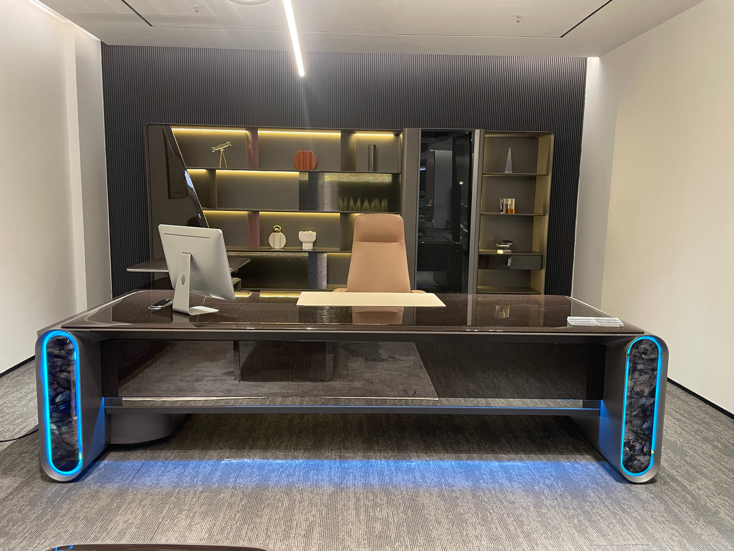 Cyber-Command Executive Desk | Futuristic Illuminated CEO Workstation