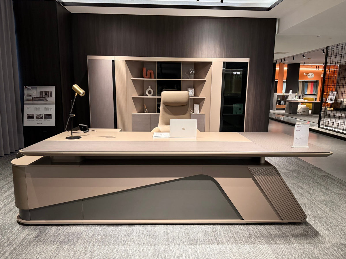 Avant-Garde Slanted-Base Executive Desk | Futuristic L-Shaped CEO Workstation