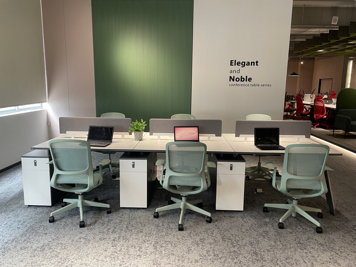 Modern Minimalist Modular Office Workstation | E1 Melamine Staff Desk with Privacy Panel & Storage