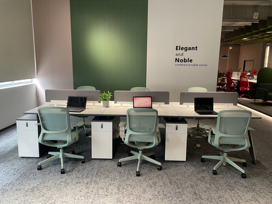 Modern Minimalist Modular Office Workstation | E1 Melamine Staff Desk with Privacy Panel & Storage