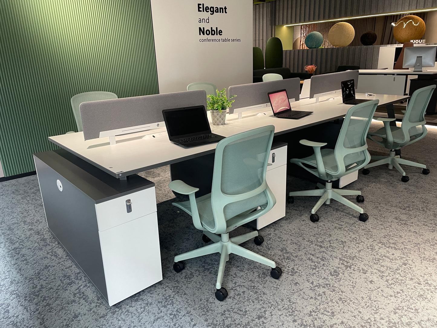 Modern Minimalist Modular Office Workstation | E1 Melamine Staff Desk with Privacy Panel & Storage