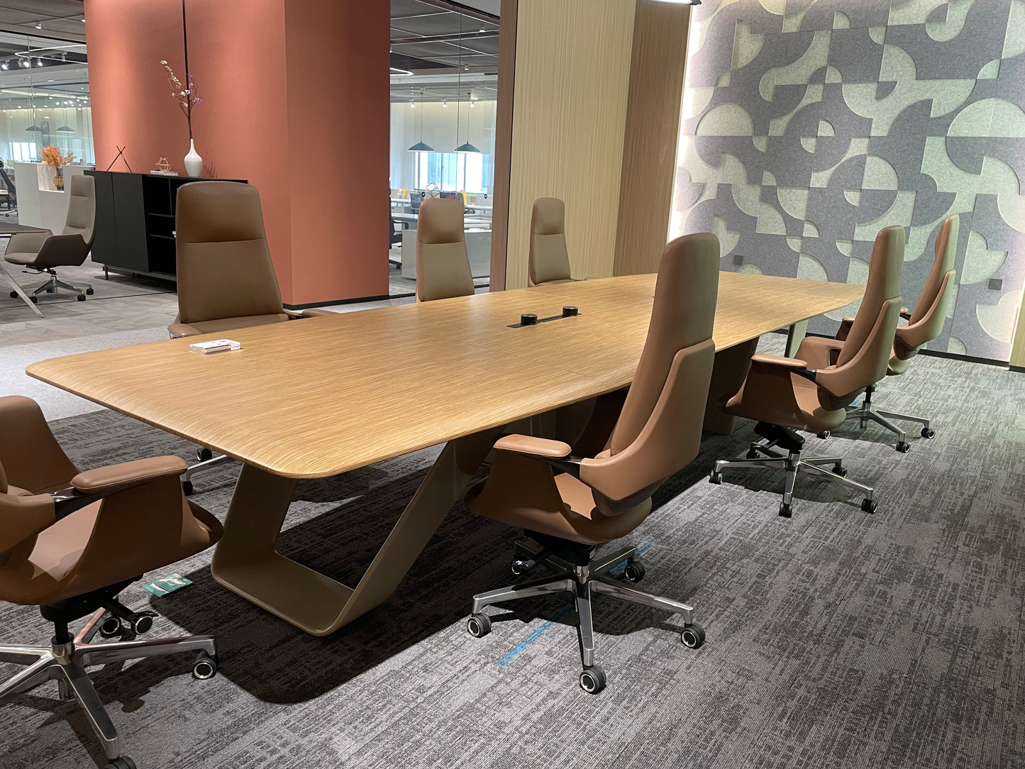 Modern Executive Conference Table with Cable Management System
