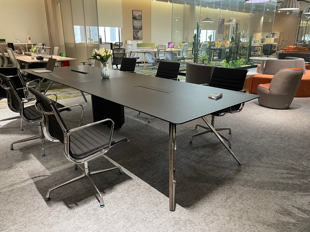 Apex Minimalist Executive Conference Table with Chrome Branching Legs