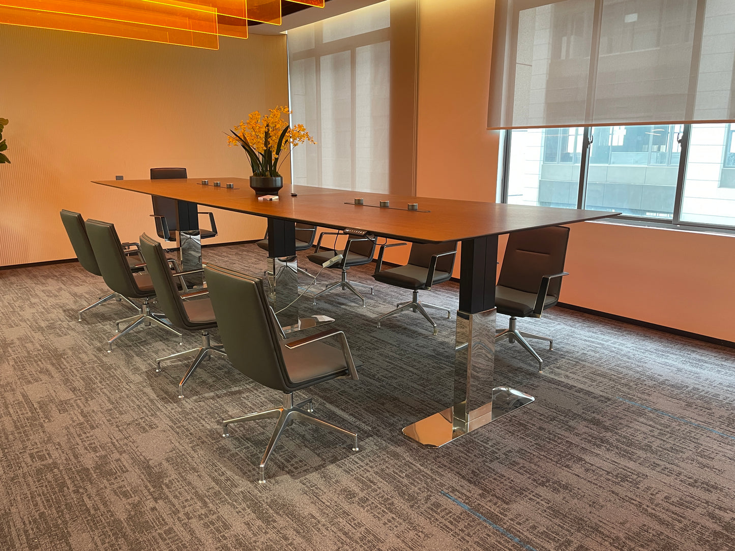 Zenith Electric Height-Adjustable Conference Table with Digital Memory Control