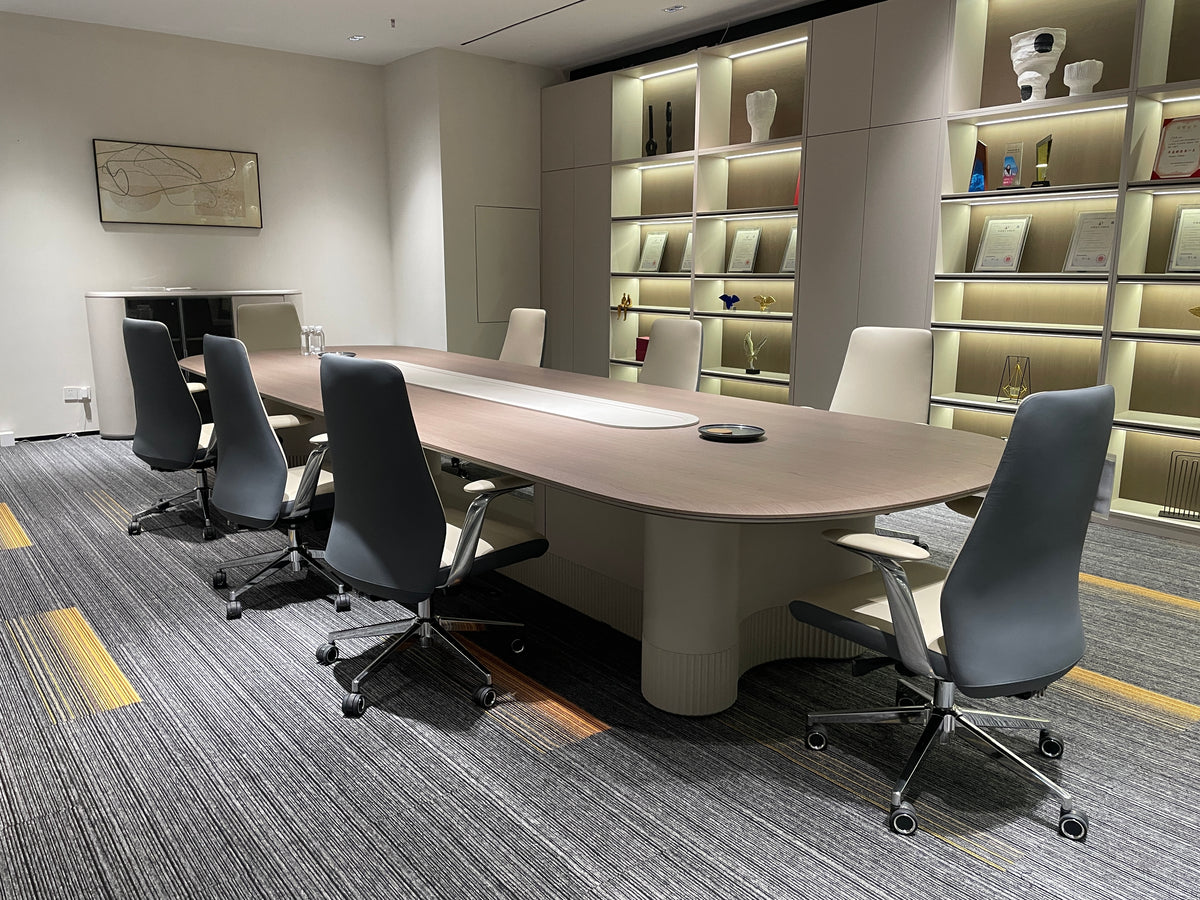 Elite Series Racetrack Executive Conference Table with Fluted Pedestals