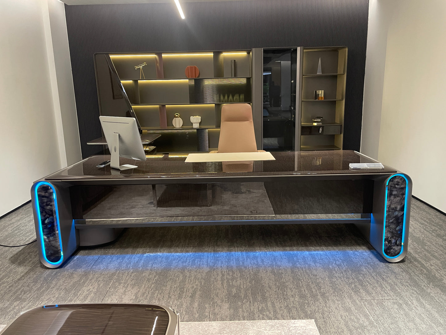 Cyber-Command Executive Desk | Futuristic Illuminated CEO Workstation