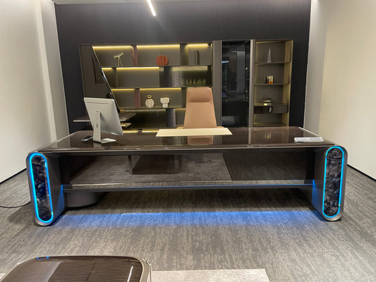 Cyber-Command Executive Desk | Futuristic Illuminated CEO Workstation