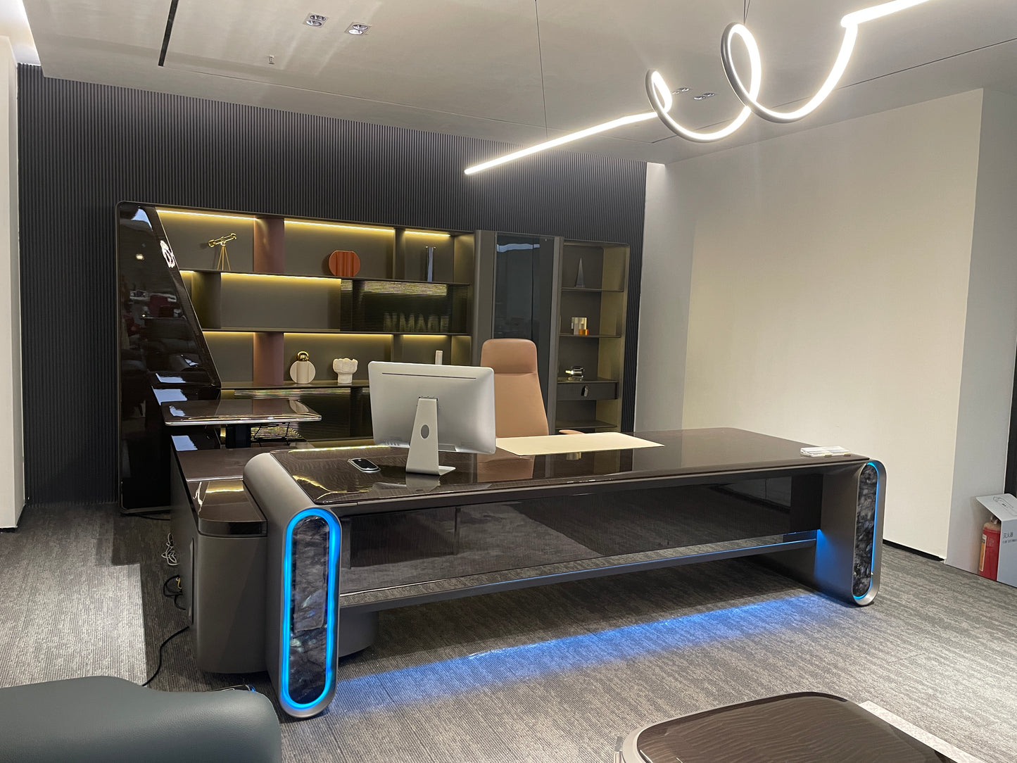 Cyber-Command Executive Desk | Futuristic Illuminated CEO Workstation