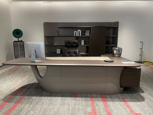 Fluid Sculptural Executive Desk | Modern Cantilevered CEO Workstation