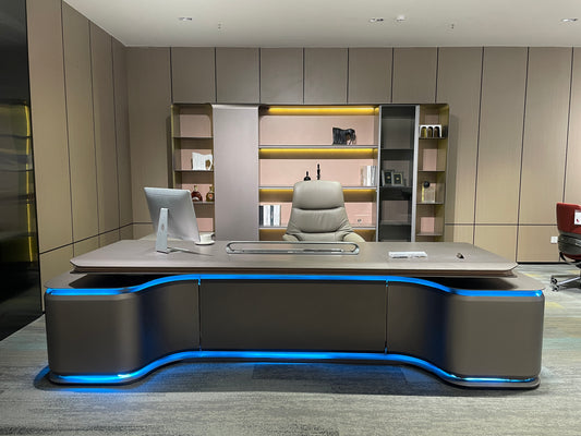 Cyber-Luxe Illuminated Executive Desk | Futuristic Commander Workstation