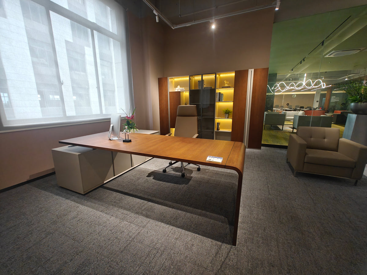 Seamless Waterfall Executive Desk | Modern L-Shaped Minimalist Workstation