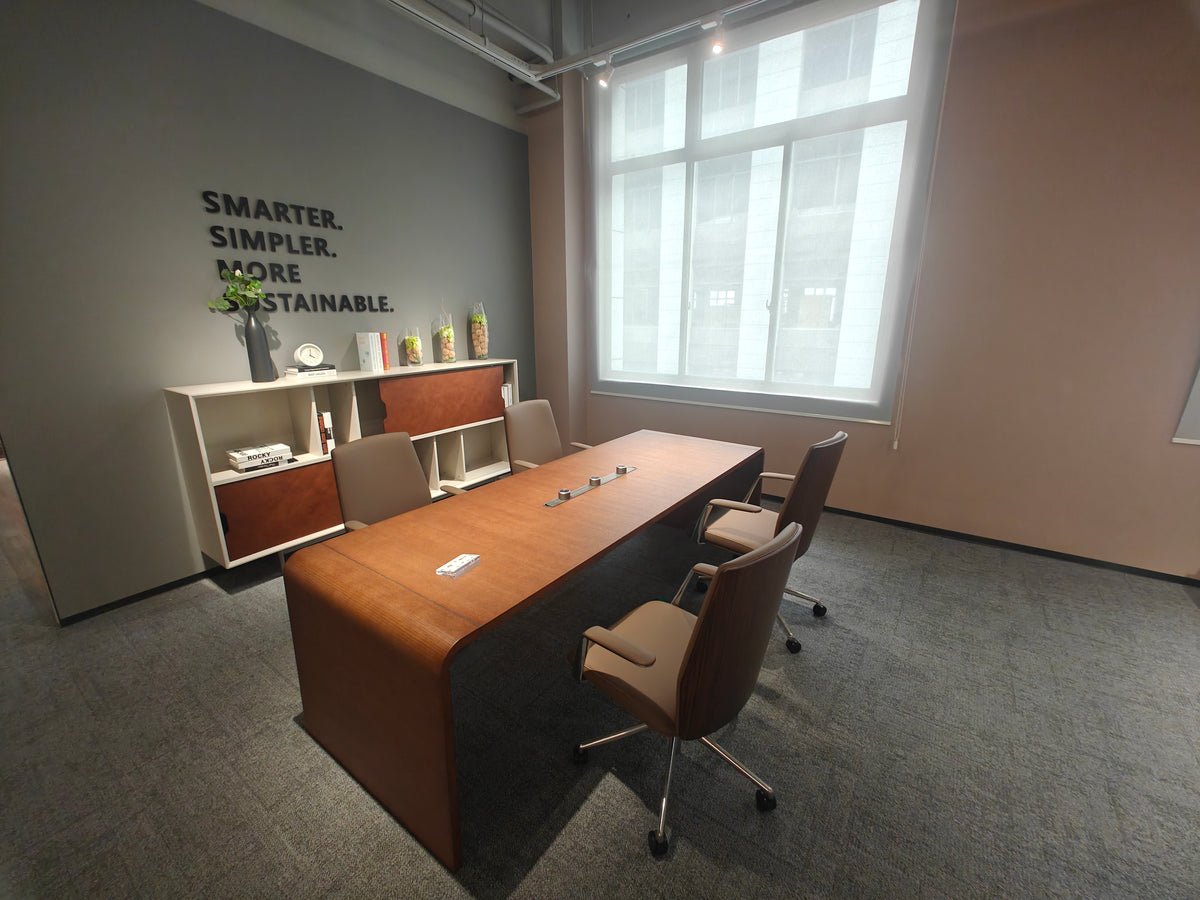 Seamless Waterfall Executive Desk | Modern L-Shaped Minimalist Workstation