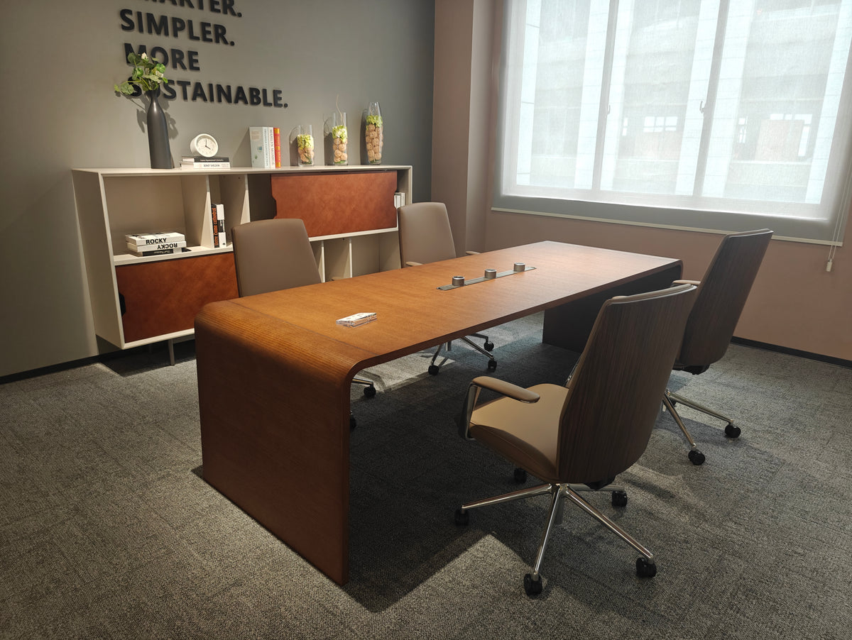 Avant-Garde Sculptural Executive Desk | Premium Two-Tone CEO Workstation