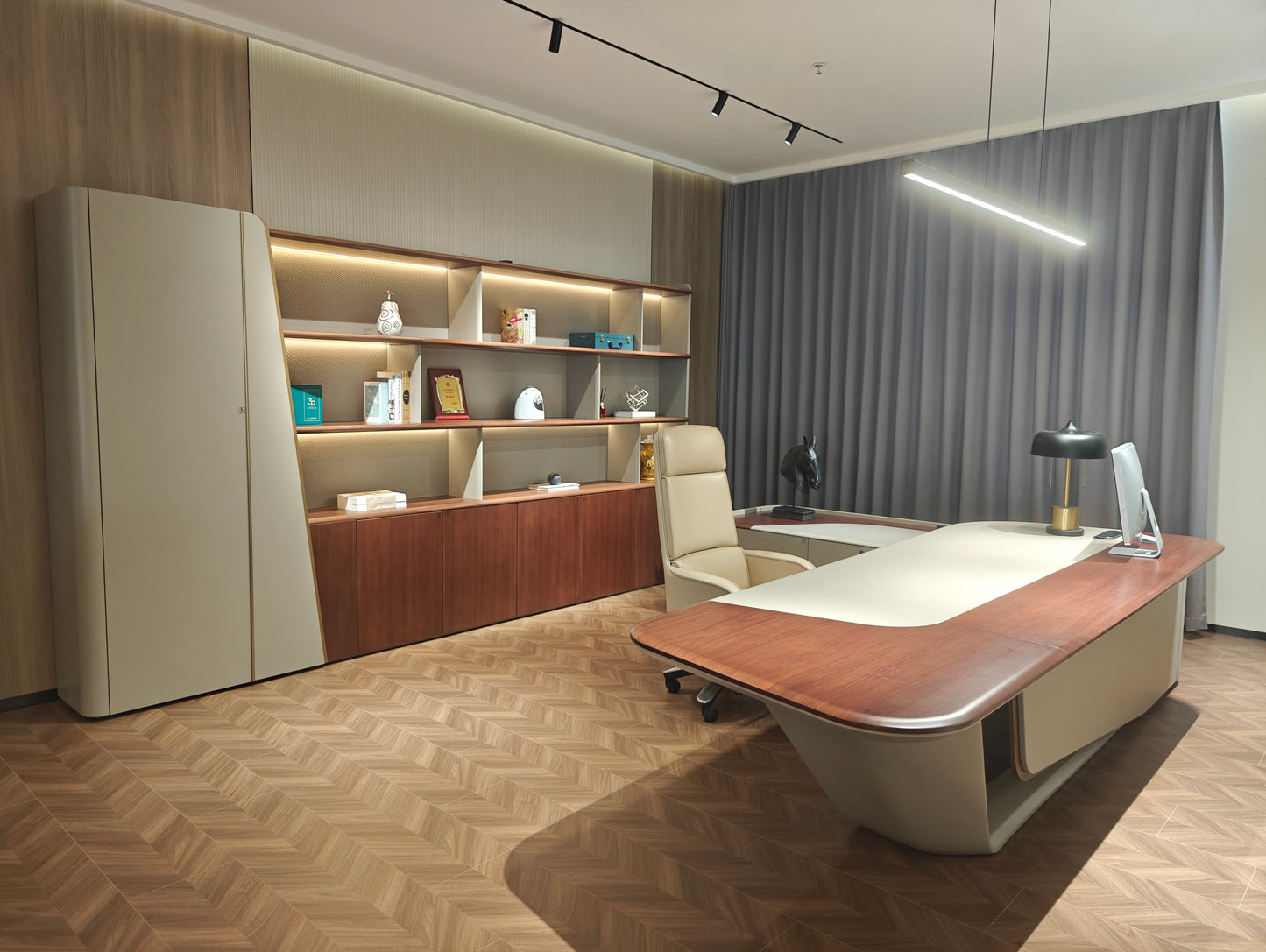Sculptural Asymmetric Executive Desk | Modern Aerodynamic CEO Workstation