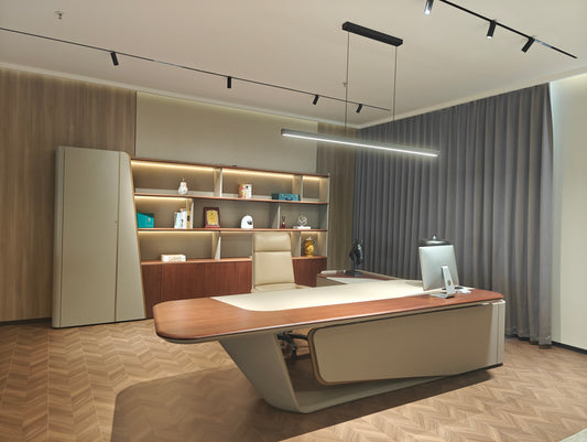 Sculptural Asymmetric Executive Desk | Modern Aerodynamic CEO Workstation