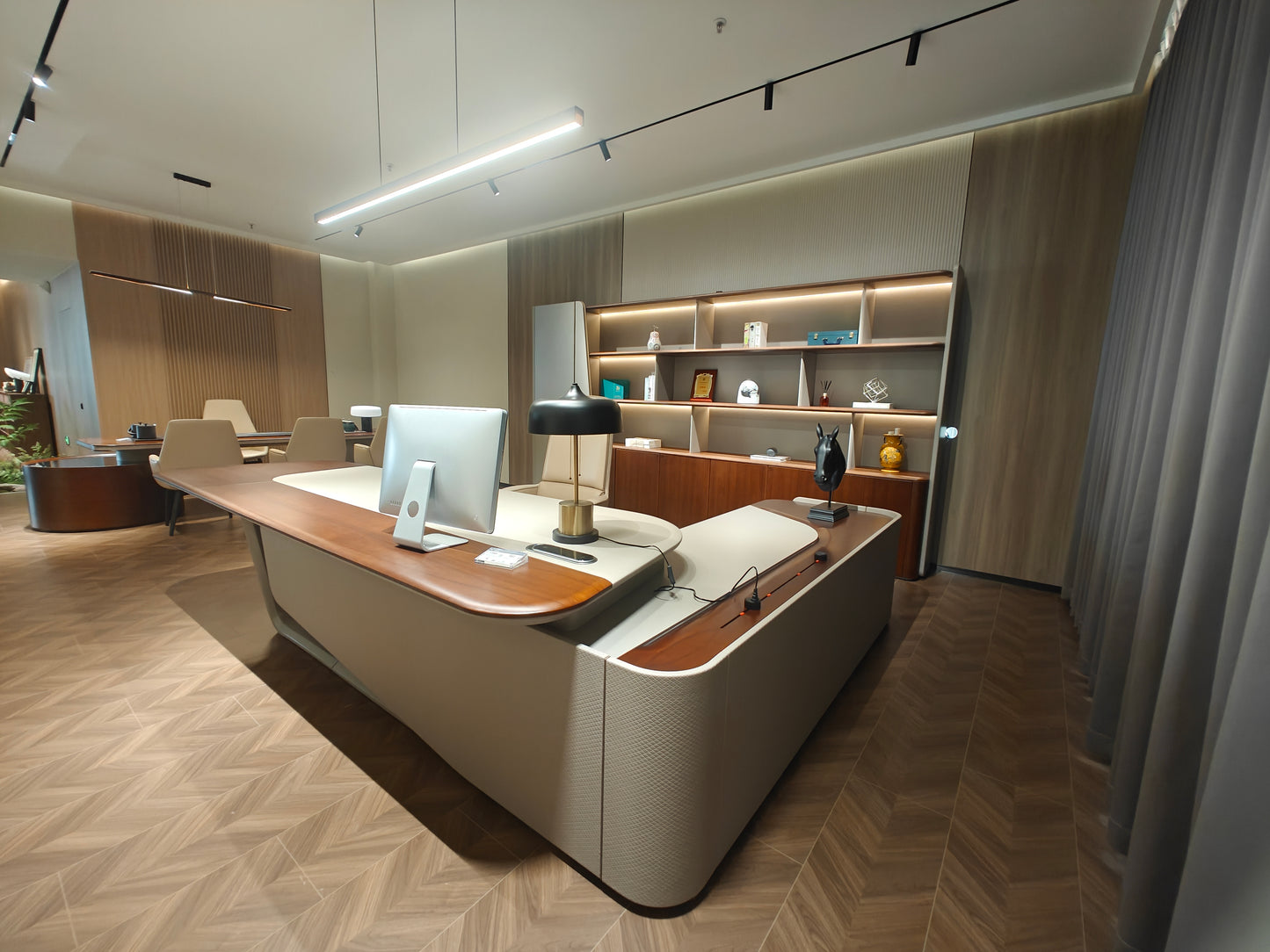 Sculptural Asymmetric Executive Desk | Modern Aerodynamic CEO Workstation