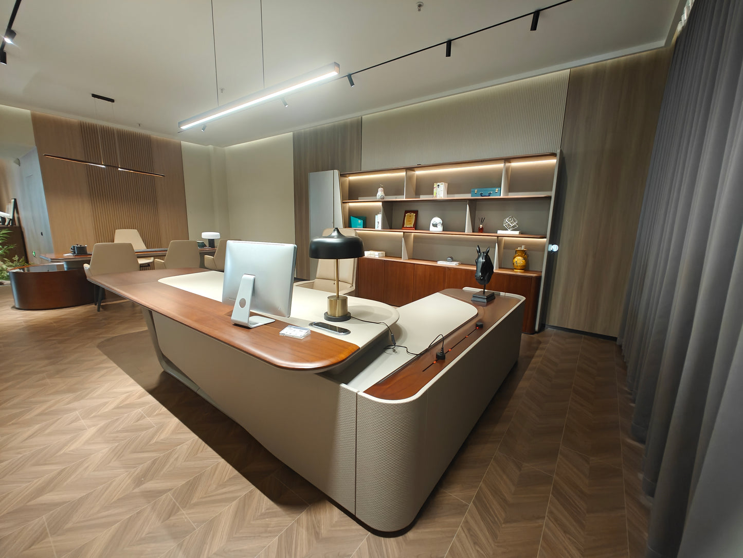 Sculptural Asymmetric Executive Desk | Modern Aerodynamic CEO Workstation