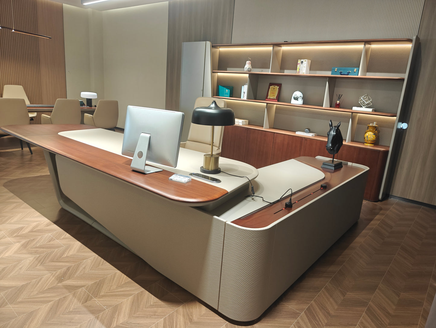 Sculptural Asymmetric Executive Desk | Modern Aerodynamic CEO Workstation