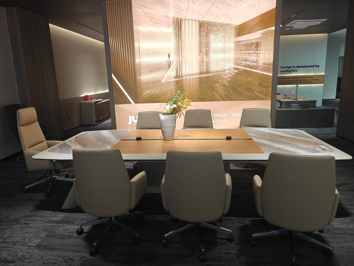 Sovereign Series Marble & Wood Biophilic Executive Conference Table