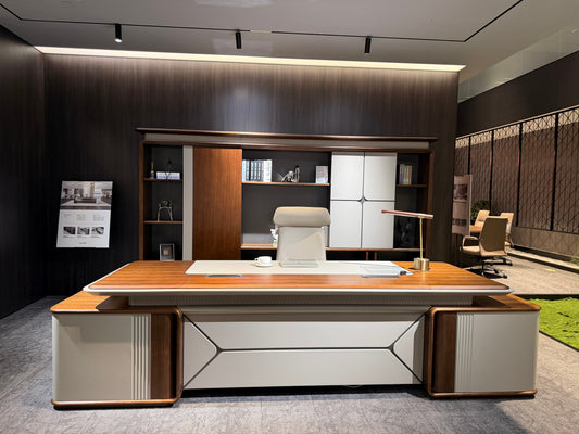 Geometric Symmetry Executive Desk | Premium L-Shaped Manager Workstation
