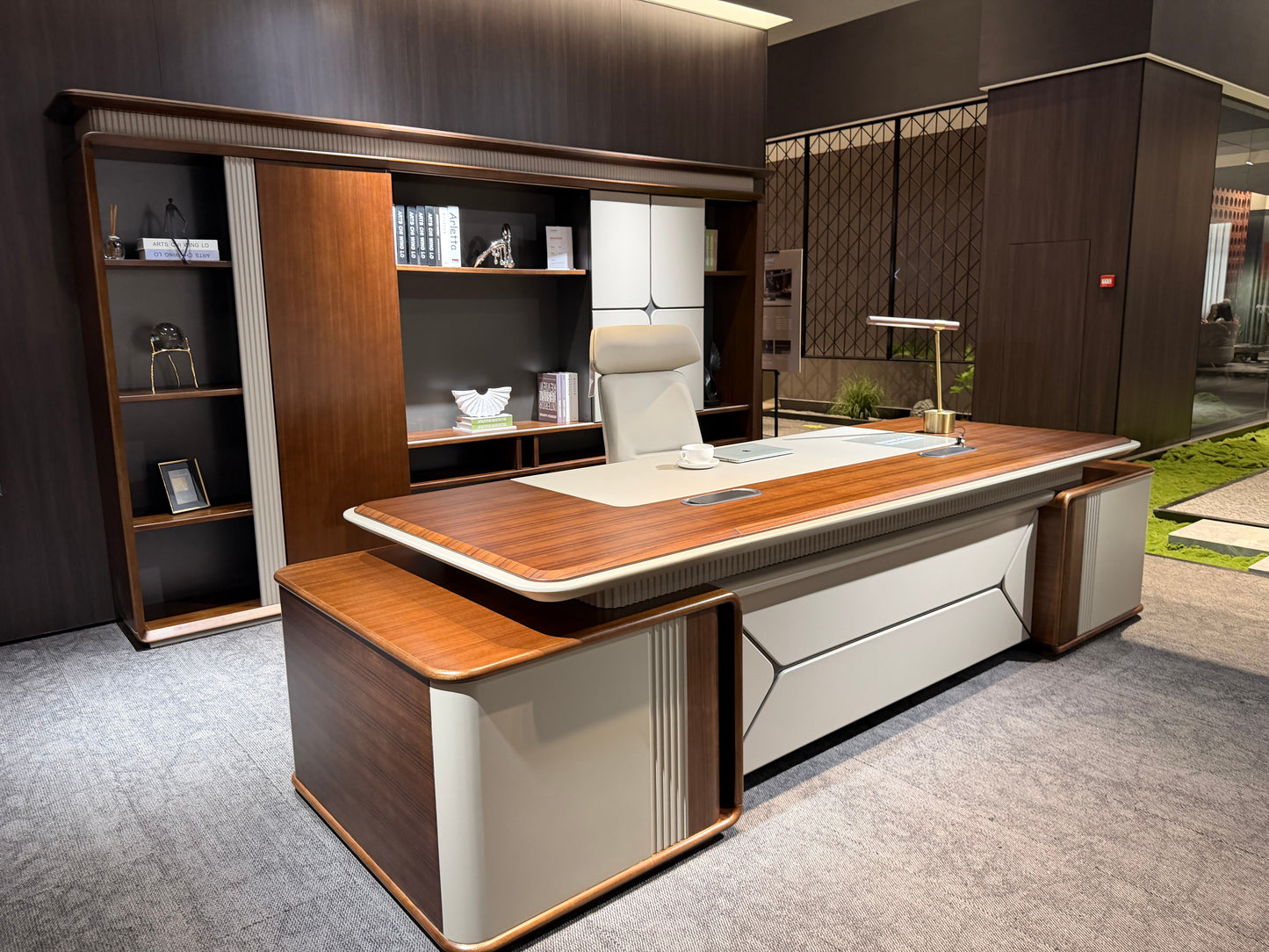 Geometric Symmetry Executive Desk | Premium L-Shaped Manager Workstation