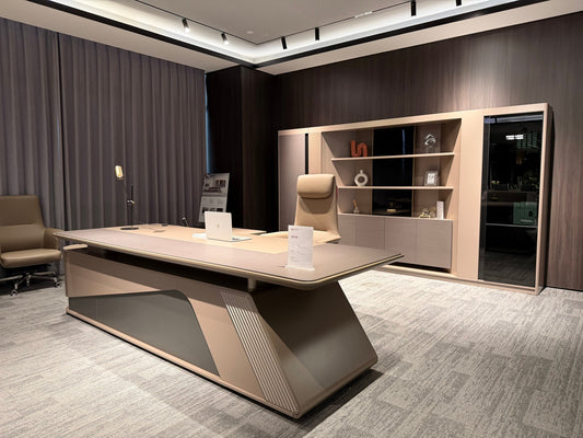 Avant-Garde Slanted-Base Executive Desk | Futuristic L-Shaped CEO Workstation